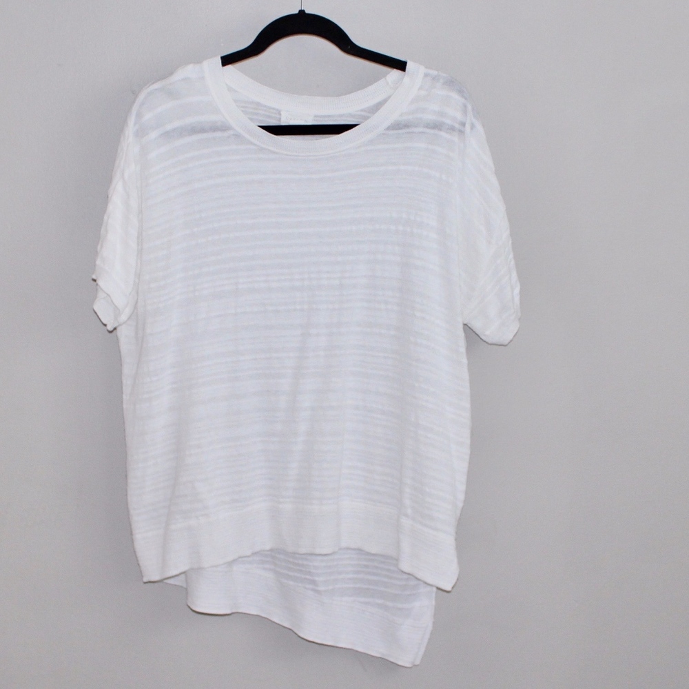 C.A.L.S.O.N White Knit Asymmetrical Blouse